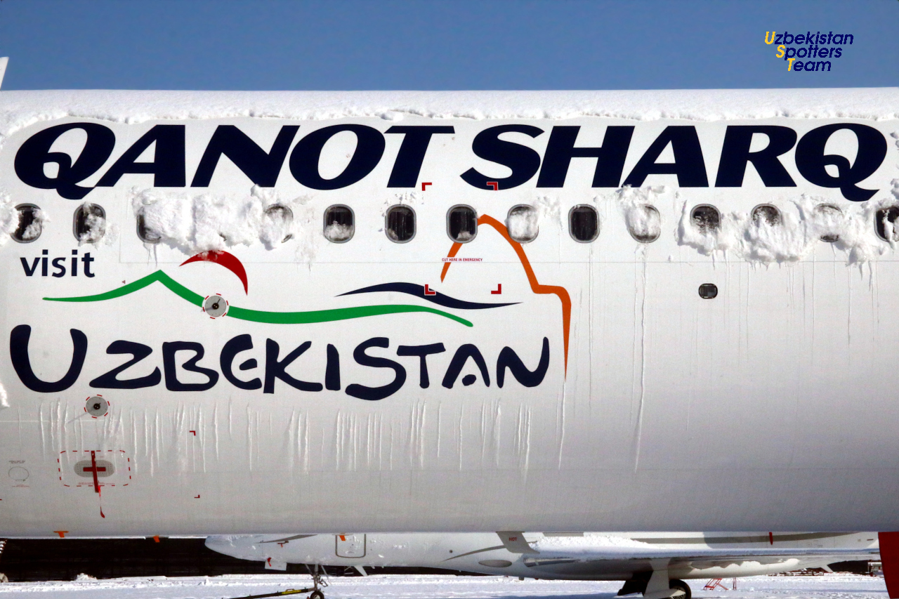 Совместная съемка в аэропорту Ташкента с авиакомпанией Qanot Sharq