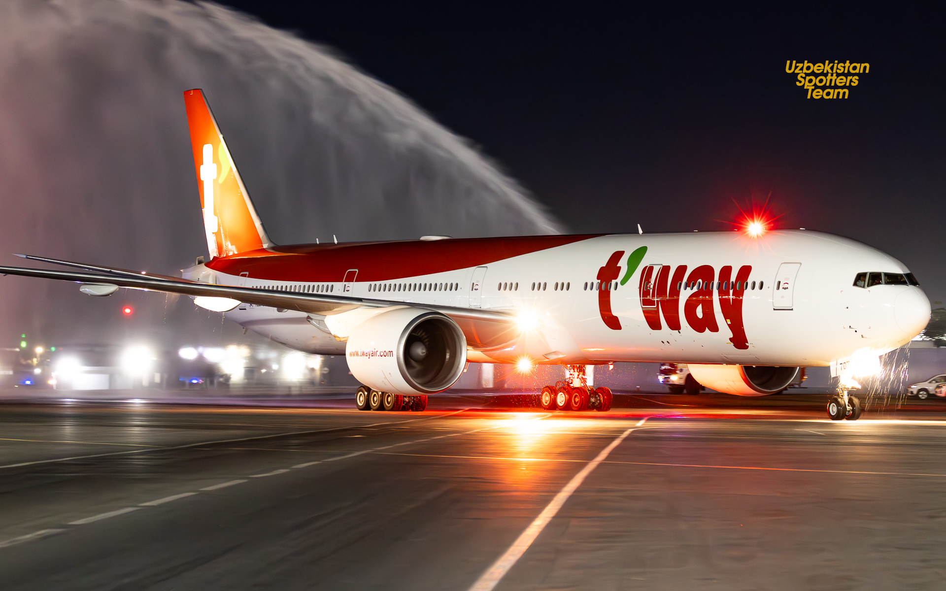 Janubiy Koreyaning arzon aviakompaniyasi T'way Airning Seul &ndash; Toshkent &ndash; Seul yo&lsquo;nalishidagi birinchi muntazam yo&lsquo;lovchi aviareysi.