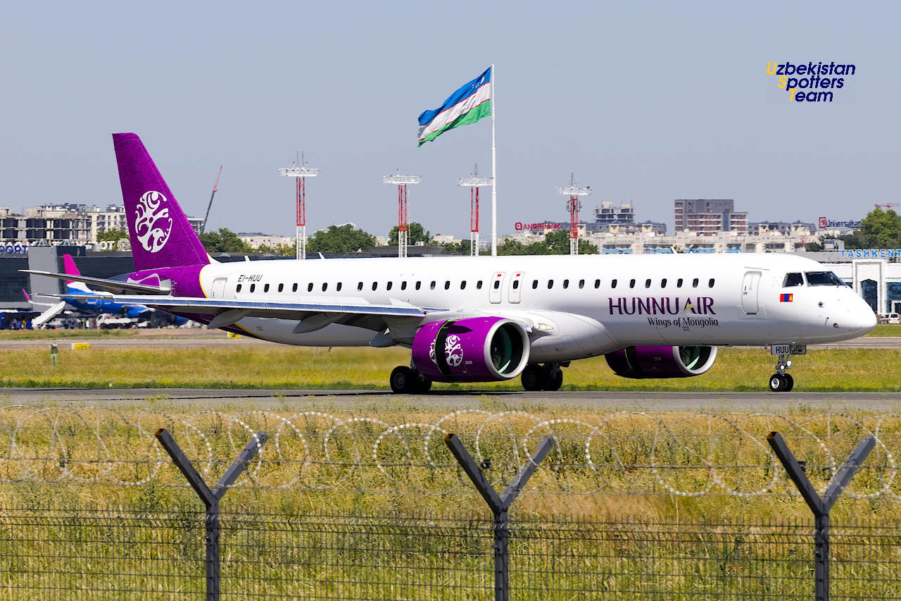 Embraer E195-E2 EI-HUU, Hunnu Air in Tashkent
