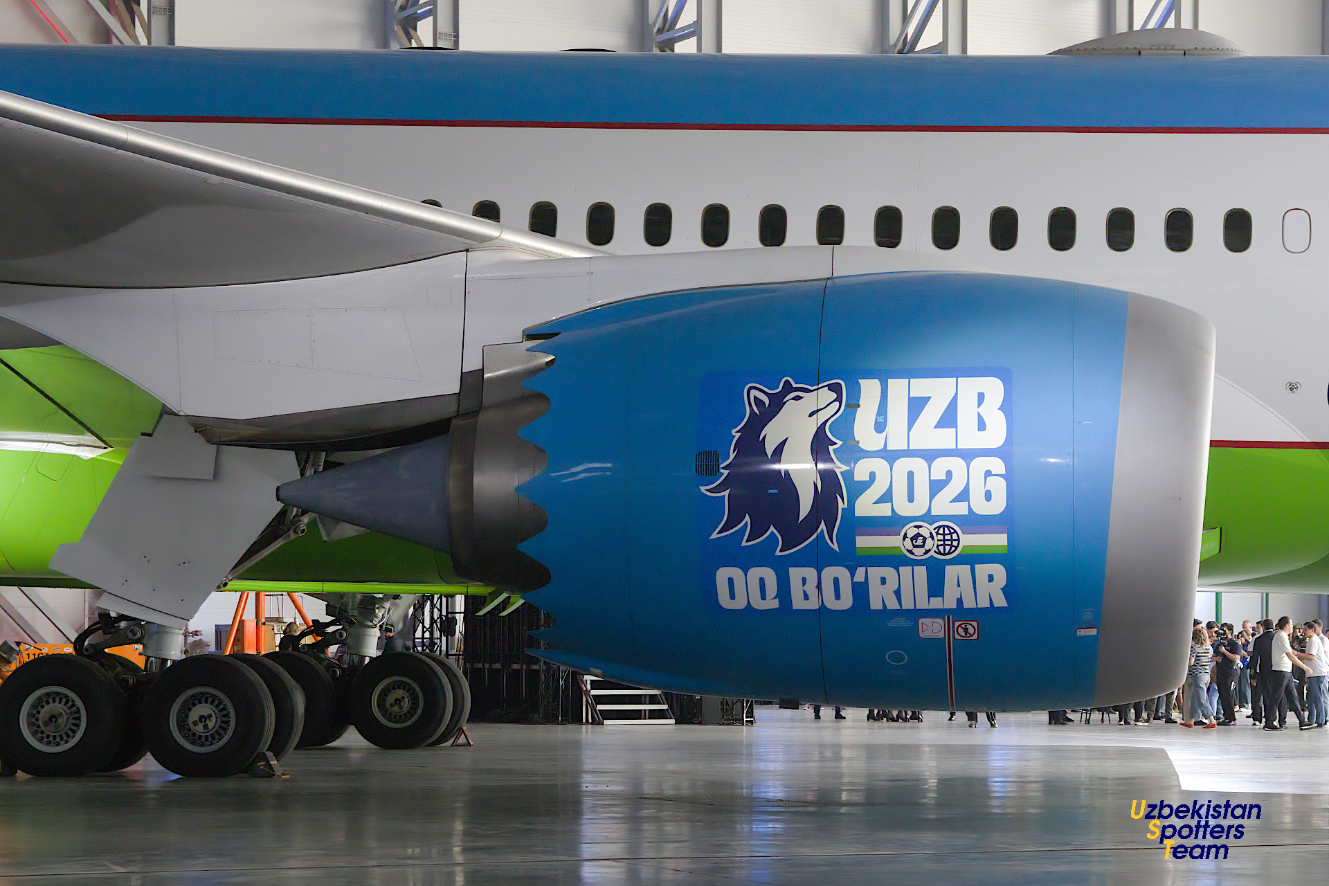 A new livery of Boeing-787-8 UK78706 Uzbekistan Airways dedicated to a debut of National soccer team in FIFA Word Cup 2026