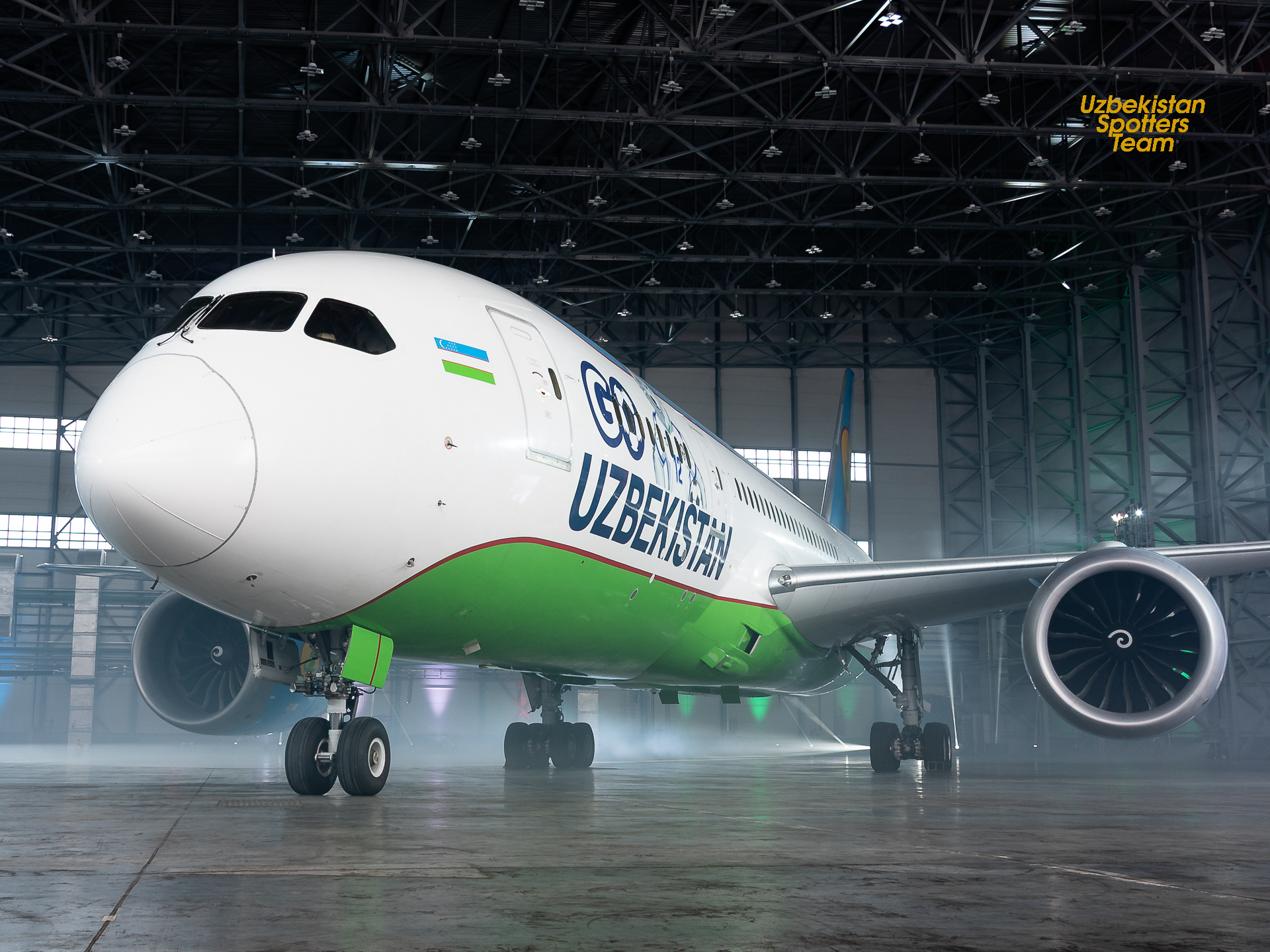 A new livery of Boeing-787-8 UK78706 Uzbekistan Airways dedicated to a debut of National soccer team in FIFA Word Cup 2026 