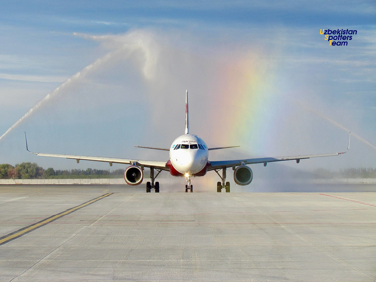 Fly Aristan's first scheduled flight was greeted in Urgench